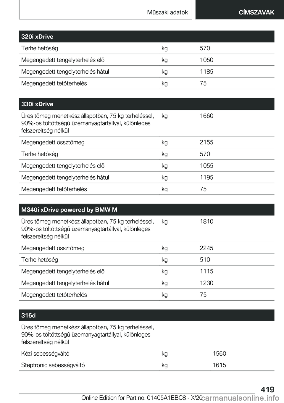 BMW 3 SERIES 2021  Kezelési útmutató (in Hungarian) �3�2�0�i��x�D�r�i�v�e�T�e�r�h�e�l�h�e�t�