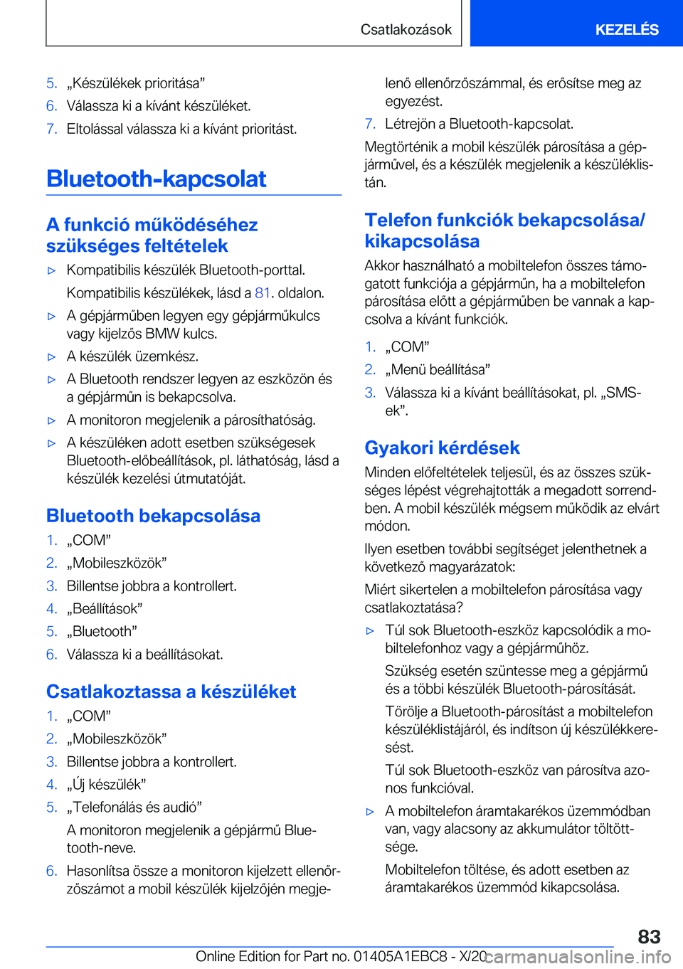 BMW 3 SERIES 2021  Kezelési útmutató (in Hungarian) �5�.x�K�