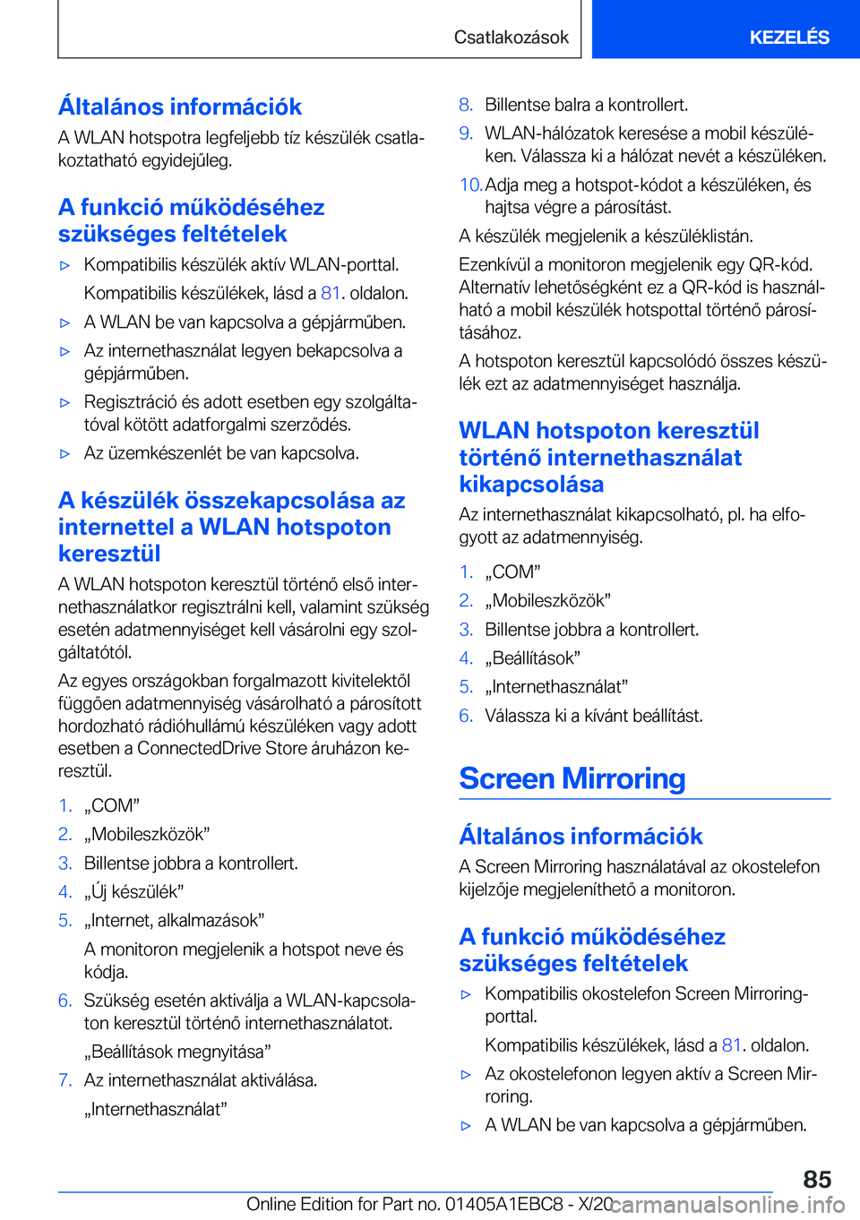 BMW 3 SERIES 2021  Kezelési útmutató (in Hungarian) �