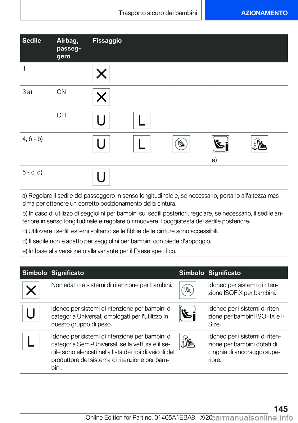 BMW 3 SERIES 2021  Libretti Di Uso E manutenzione (in Italian) �S�e�d�i�l�e�A�i�r�b�a�g�,
�p�a�s�s�e�gj
�g�e�r�o�F�i�s�s�a�g�g�i�o�1�3��a�)�O�N�O�F�F�4�,��6��-��b�)
�e�)
�5��-��c�,��d�)�a�)��R�e�g�o�l�a�r�e��i�l��s�e�d�i�l�e��d�e�l��p�a�s�s�e�g�g�e�r