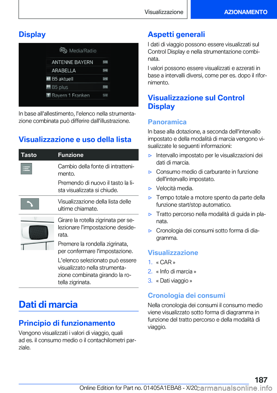 BMW 3 SERIES 2021  Libretti Di Uso E manutenzione (in Italian) �D�i�s�p�l�a�y
�I�n��b�a�s�e��a�l�l�'�a�l�l�e�s�t�i�m�e�n�t�o�,��l�'�e�l�e�n�c�o��n�e�l�l�a��s�t�r�u�m�e�n�t�aª
�z�i�o�n�e��c�o�m�b�i�n�a�t�a��p�u�