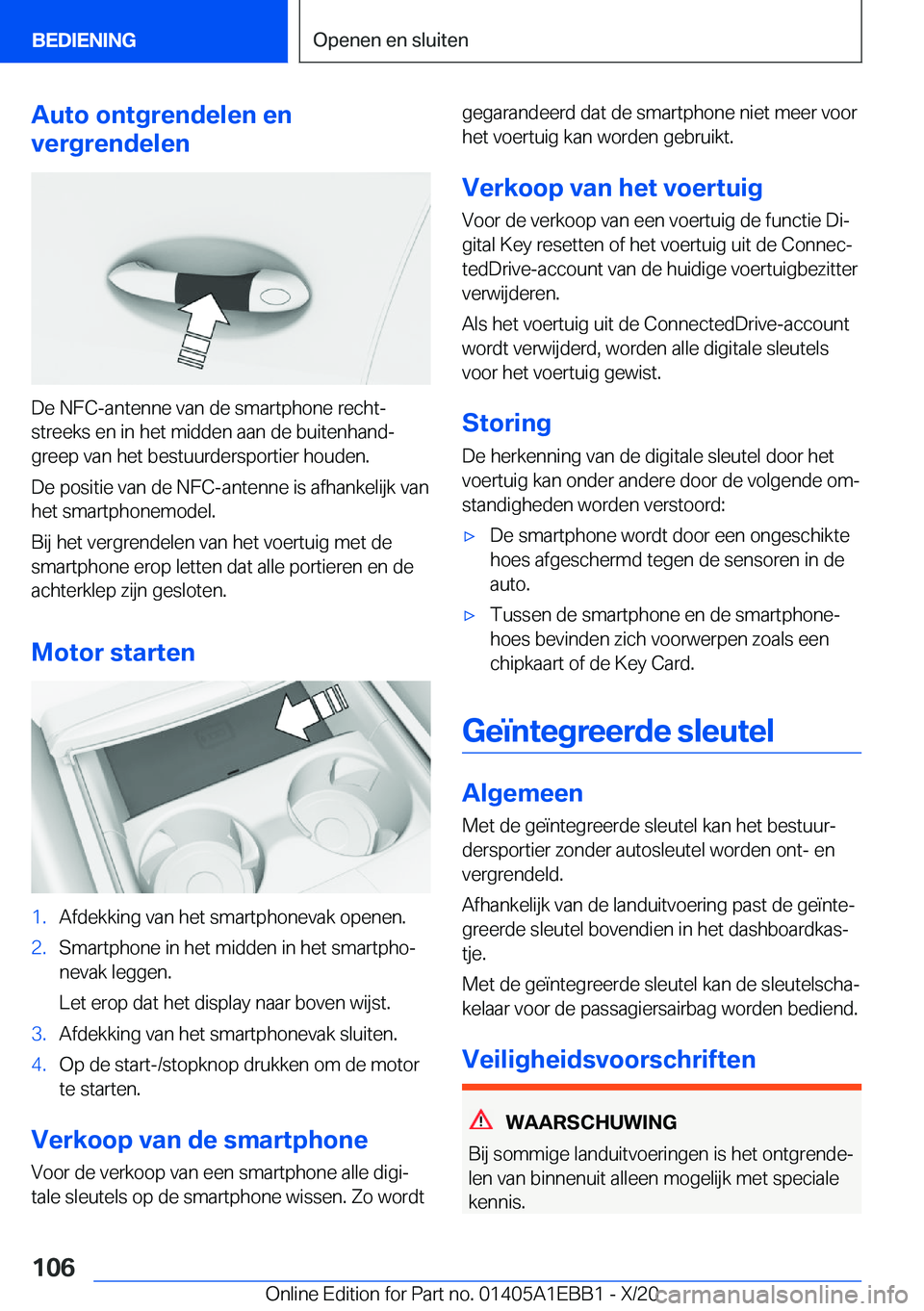 BMW 3 SERIES 2021  Instructieboekjes (in Dutch) �A�u�t�o��o�n�t�g�r�e�n�d�e�l�e�n��e�n
�v�e�r�g�r�e�n�d�e�l�e�n
�D�e��N�F�C�-�a�n�t�e�n�n�e��v�a�n��d�e��s�m�a�r�t�p�h�o�n�e��r�e�c�h�tj
�s�t�r�e�e�k�s��e�n��i�n��h�e�t��m�i�d�d�e�n��a�a�