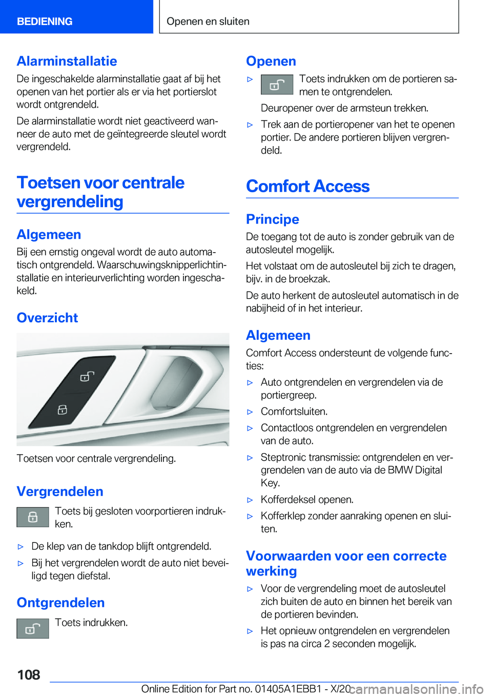 BMW 3 SERIES 2021  Instructieboekjes (in Dutch) �A�l�a�r�m�i�n�s�t�a�l�l�a�t�i�e
�D�e��i�n�g�e�s�c�h�a�k�e�l�d�e��a�l�a�r�m�i�n�s�t�a�l�l�a�t�i�e��g�a�a�t��a�f��b�i�j��h�e�t �o�p�e�n�e�n��v�a�n��h�e�t��p�o�r�t�i�e�r��a�l�s��e�r��v�i�a�