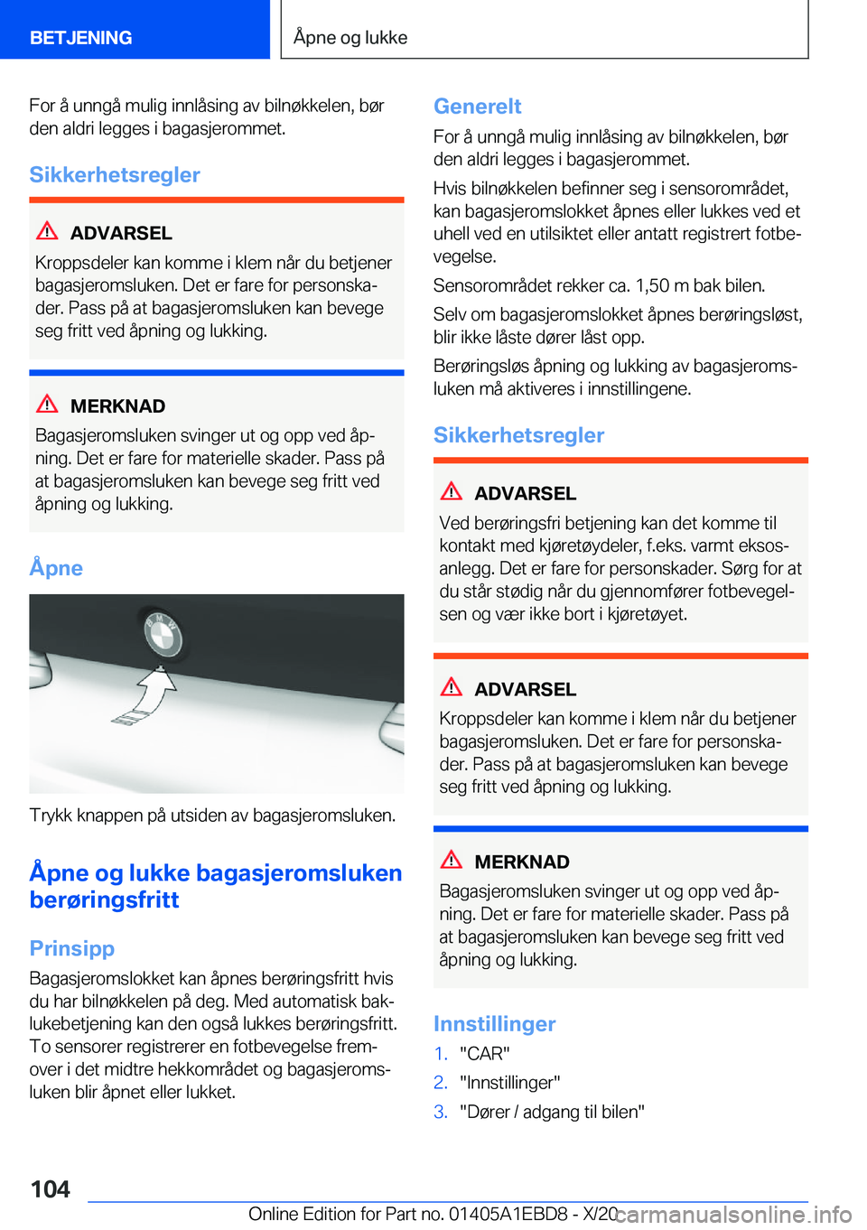BMW 3 SERIES 2021  InstruksjonsbØker (in Norwegian) �F�o�r��å��u�n�n�g�å��m�u�l�i�g��i�n�n�l�å�s�i�n�g��a�v��b�i�l�n�