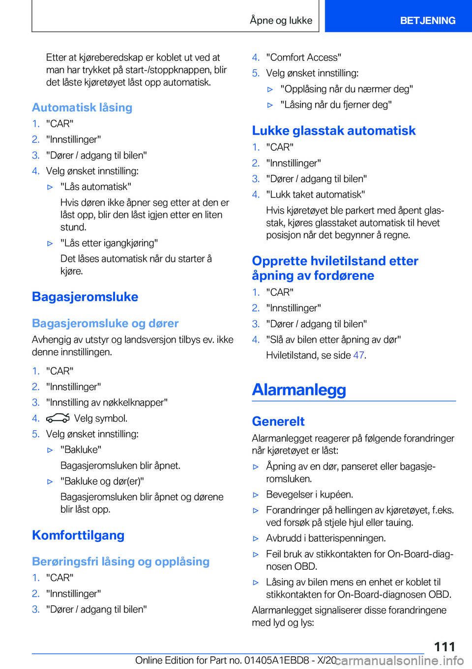 BMW 3 SERIES 2021  InstruksjonsbØker (in Norwegian) �E�t�t�e�r��a�t��k�j�