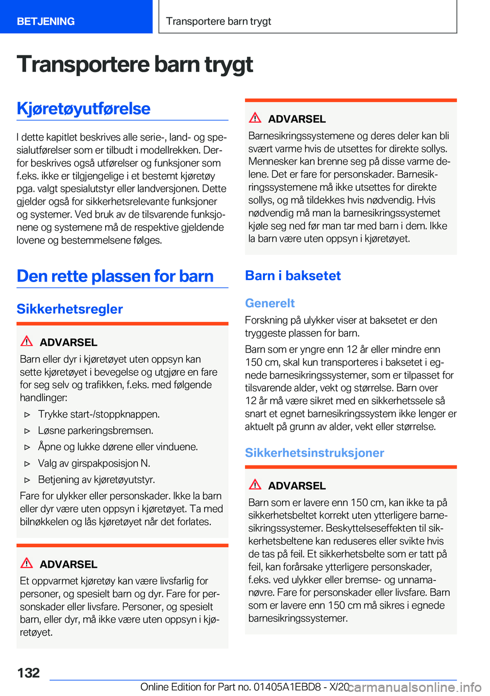 BMW 3 SERIES 2021  InstruksjonsbØker (in Norwegian) �T�r�a�n�s�p�o�r�t�e�r�e��b�a�r�n��t�r�y�g�t�K�j�