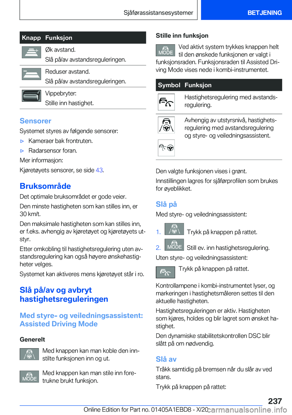 BMW 3 SERIES 2021  InstruksjonsbØker (in Norwegian) �K�n�a�p�p�F�u�n�k�s�j�o�n�