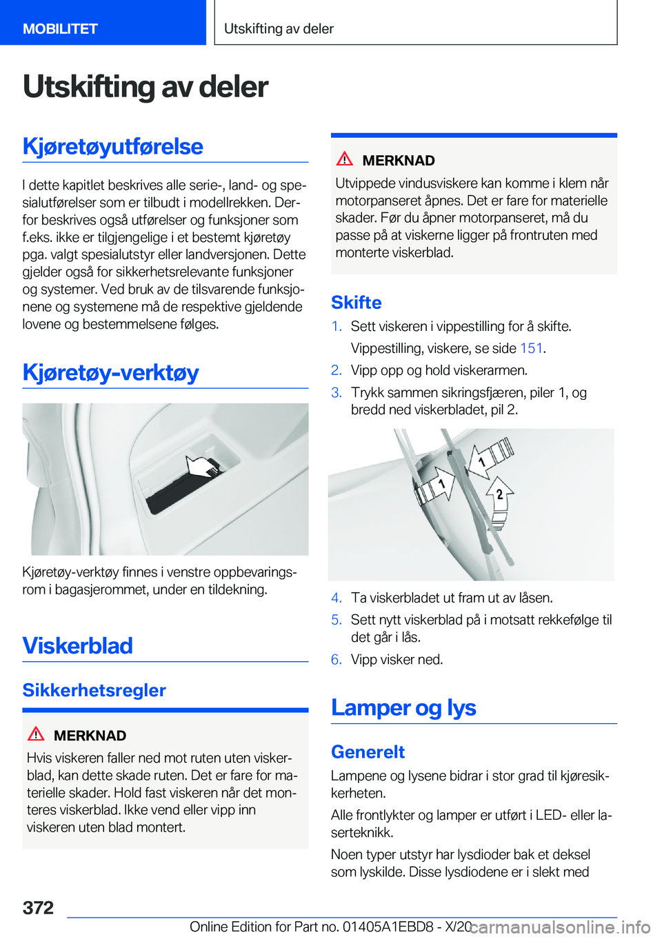 BMW 3 SERIES 2021  InstruksjonsbØker (in Norwegian) �U�t�s�k�i�f�t�i�n�g��a�v��d�e�l�e�r�K�j�