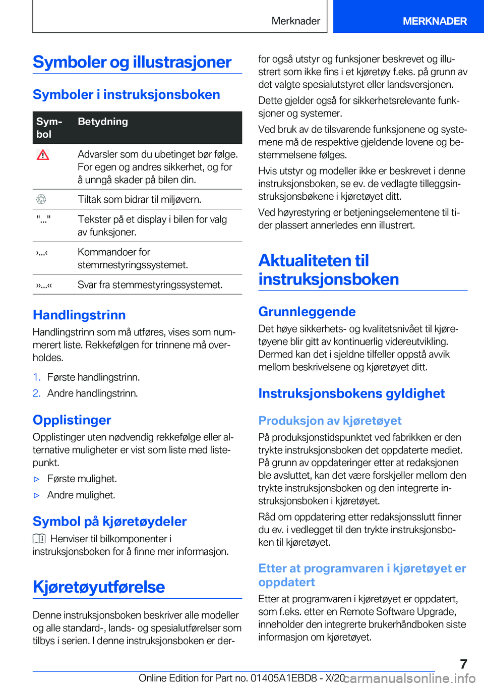 BMW 3 SERIES 2021  InstruksjonsbØker (in Norwegian) �S�y�m�b�o�l�e�r��o�g��i�l�l�u�s�t�r�a�s�j�o�n�e�r
�S�y�m�b�o�l�e�r��i��i�n�s�t�r�u�k�s�j�o�n�s�b�o�k�e�n
�S�y�mj
�b�o�l�B�e�t�y�d�n�i�n�g��A�d�v�a�r�s�l�e�r��s�o�m��d�u��u�b�e�t�i�n�g�e�t��