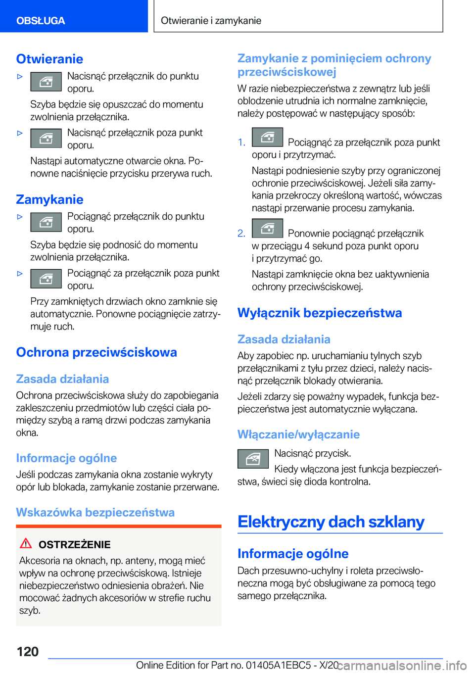 BMW 3 SERIES 2021  Instrukcja obsługi (in Polish) �O�t�w�i�e�r�a�n�i�e'x�N�a�c�i�s�n�