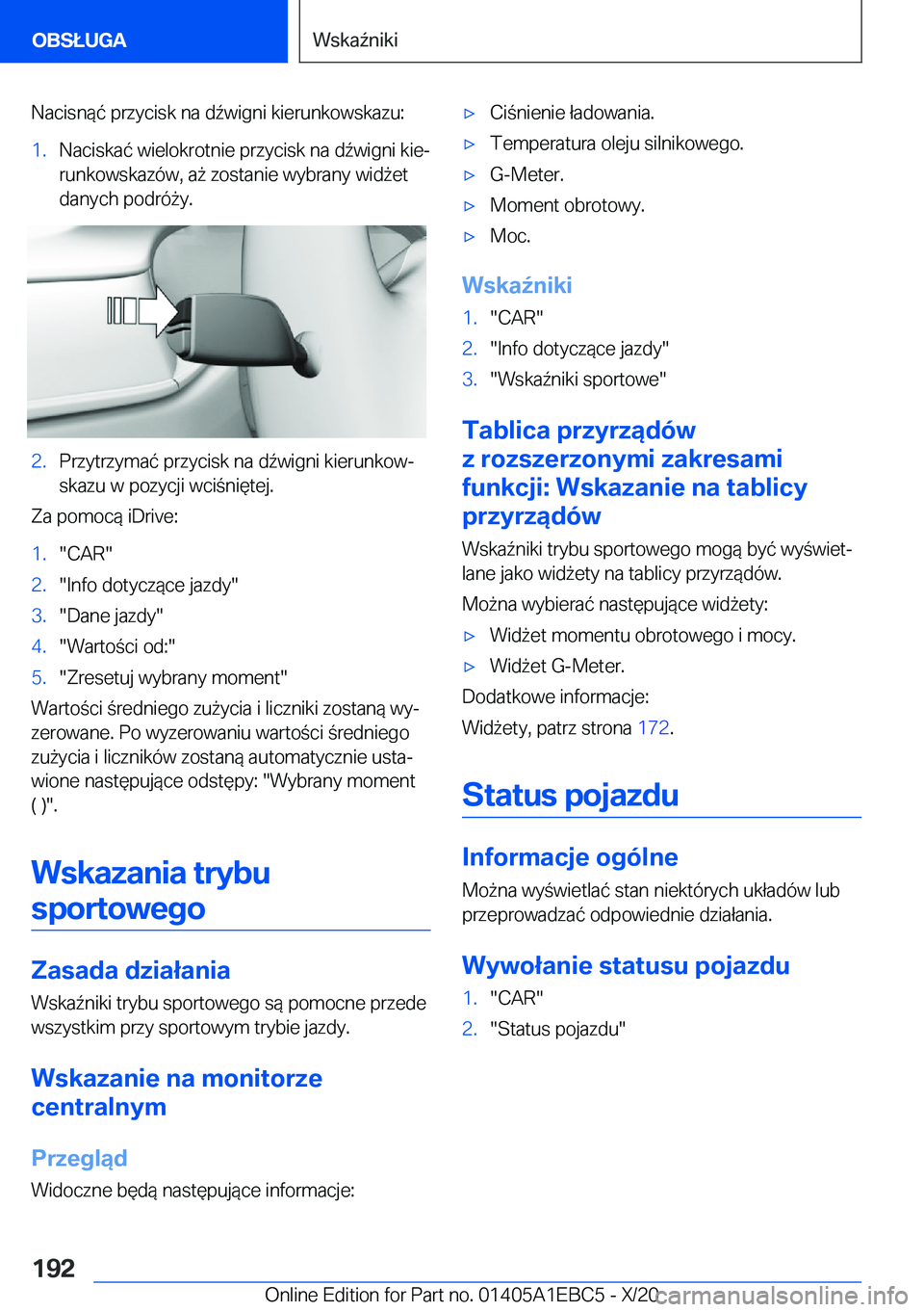 BMW 3 SERIES 2021  Instrukcja obsługi (in Polish) �N�a�c�i�s�n�