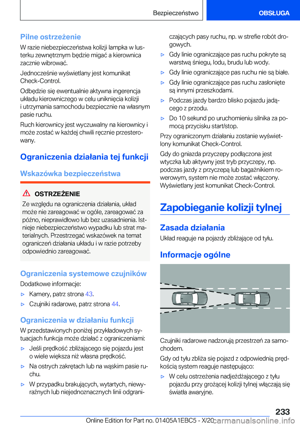 BMW 3 SERIES 2021  Instrukcja obsługi (in Polish) �P�i�l�n�e��o�s�t�r�z�e9�e�n�i�e
�W��r�a�z�i�e��n�i�e�b�e�z�p�i�e�c�z�e�