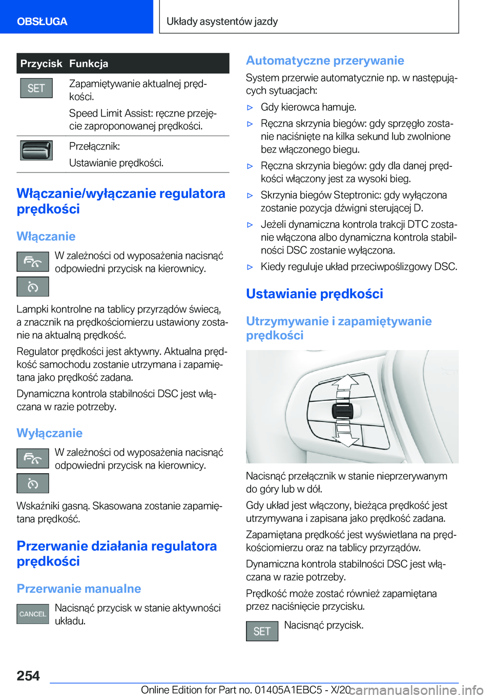 BMW 3 SERIES 2021  Instrukcja obsługi (in Polish) �P�r�z�y�c�i�s�k�F�u�n�k�c�j�a�Z�a�p�a�m�i�