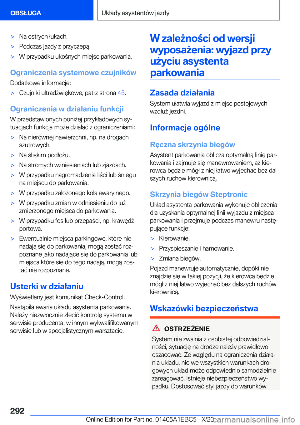 BMW 3 SERIES 2021  Instrukcja obsługi (in Polish) 'x�N�a��o�s�t�r�y�c�h��ł�u�k�a�c�h�.'x�P�o�d�c�z�a�s��j�a�z�d�y��z��p�r�z�y�c�z�e�p�
