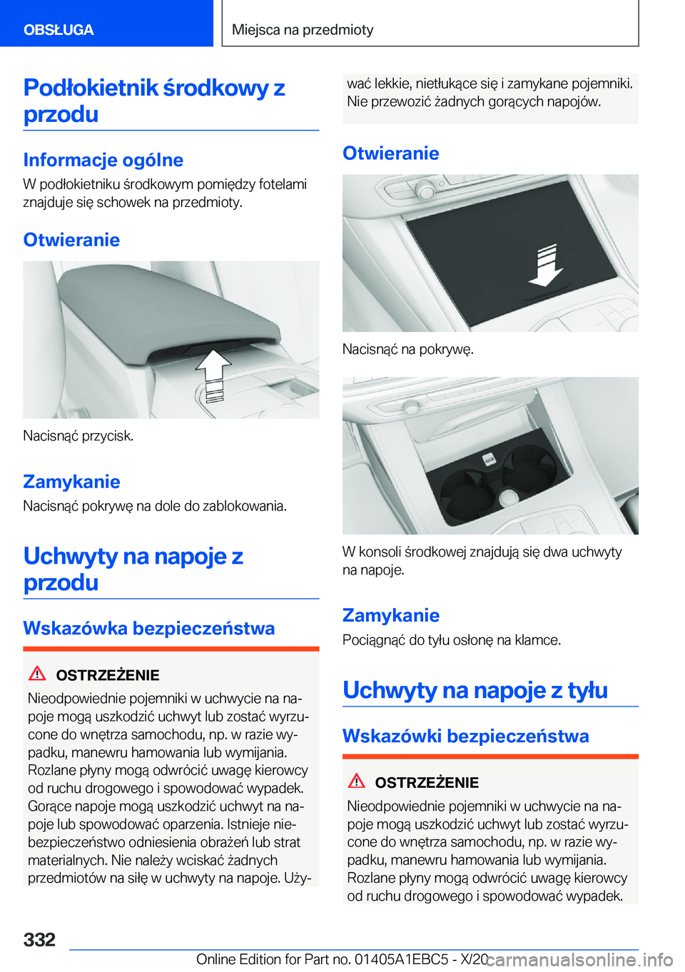 BMW 3 SERIES 2021  Instrukcja obsługi (in Polish) �P�o�d�ł�o�k�i�e�t�n�i�k��r�o�d�k�o�w�y��z�p�r�z�o�d�u
�I�n�f�o�r�m�a�c�j�e��o�g�