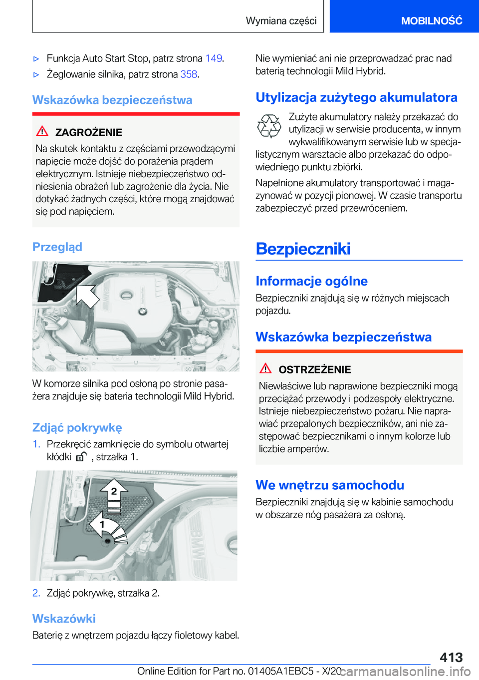 BMW 3 SERIES 2021  Instrukcja obsługi (in Polish) 'x�F�u�n�k�c�j�a��A�u�t�o��S�t�a�r�t��S�t�o�p�,��p�a�t�r�z��s�t�r�o�n�a��1�4�9�.'x8�e�g�l�o�w�a�n�i�e��s�i�l�n�i�k�a�,��p�a�t�r�z��s�t�r�o�n�a� �3�5�8�.
�W�s�k�a�z�