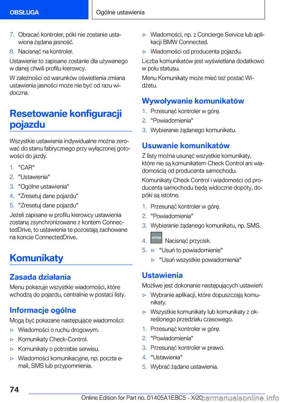 BMW 3 SERIES 2021  Instrukcja obsługi (in Polish) �7�.�O�b�r�a�c�a�