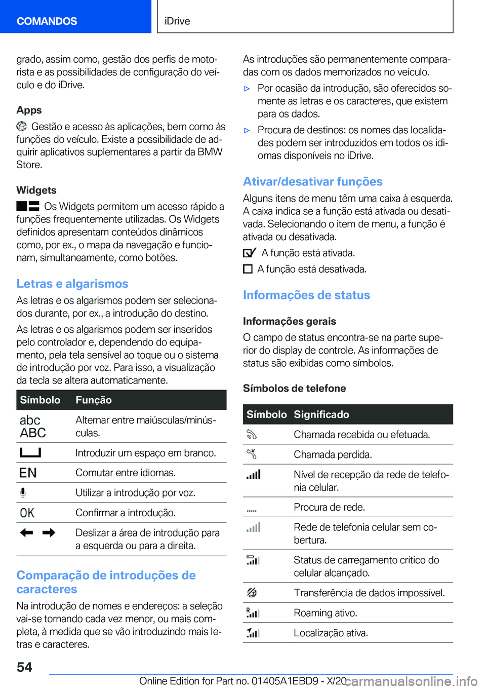 BMW 3 SERIES 2021  Manual do condutor (in Portuguese) �g�r�a�d�o�,��a�s�s�i�m��c�o�m�o�,��g�e�s�t�ã�o��d�o�s��p�e�r�f�i�s��d�e��m�o�t�oª
�r�i�s�t�a��e��a�s��p�o�s�s�i�b�i�l�i�d�a�d�e�s��d�e��c�o�n�f�i�g�u�r�a�