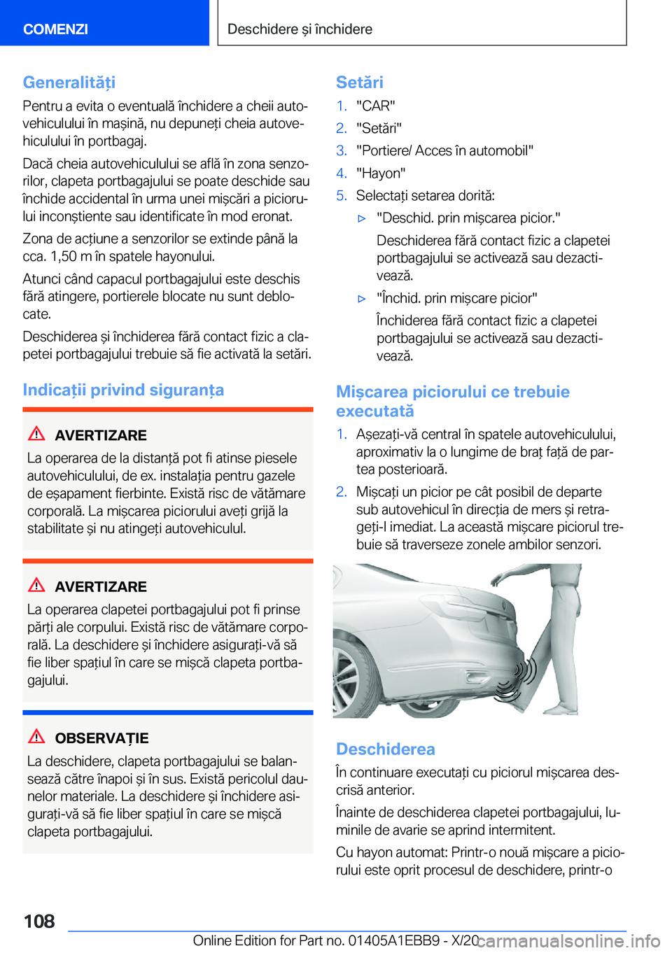 BMW 3 SERIES 2021  Ghiduri De Utilizare (in Romanian) �G�e�n�e�r�a�l�i�t�