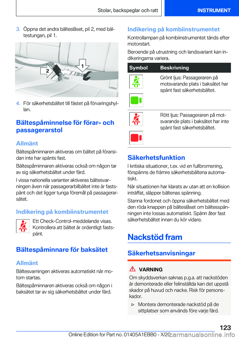 BMW 3 SERIES 2021  InstruktionsbÖcker (in Swedish) �3�.�