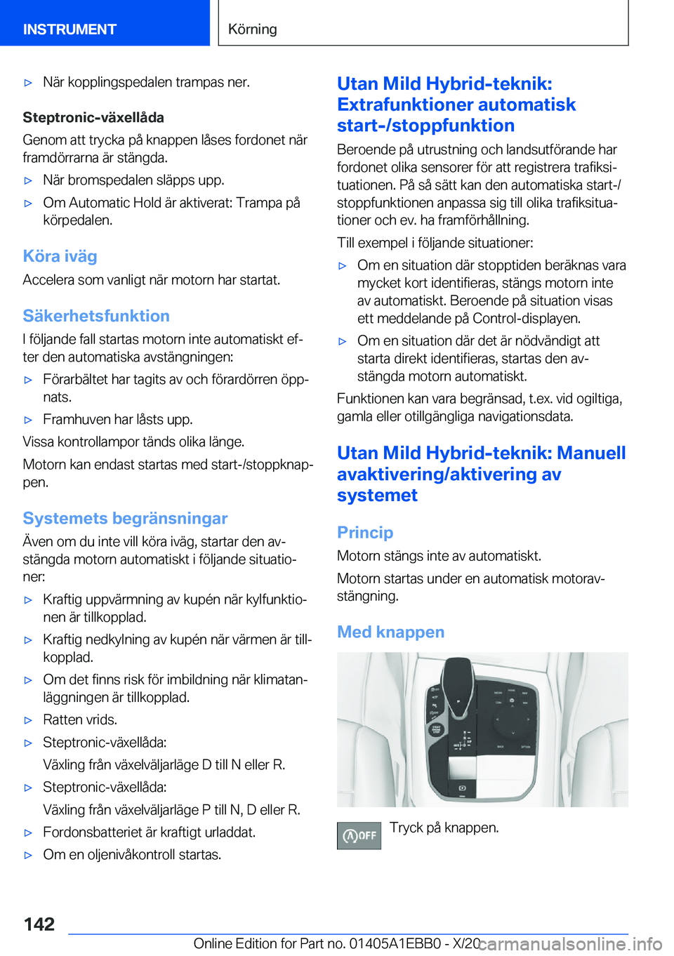 BMW 3 SERIES 2021  InstruktionsbÖcker (in Swedish) 'x�N�ä�r��k�o�p�p�l�i�n�g�s�p�e�d�a�l�e�n��t�r�a�m�p�a�s��n�e�r�.
�S�t�e�p�t�r�o�n�i�c�-�v�ä�x�e�l�l�å�d�a
�G�e�n�o�m��a�t�t��t�r�y�c�k�a��p�å��k�n�a�p�p�e�n��l�å�s�e�s��f�o�r�d�o�n�