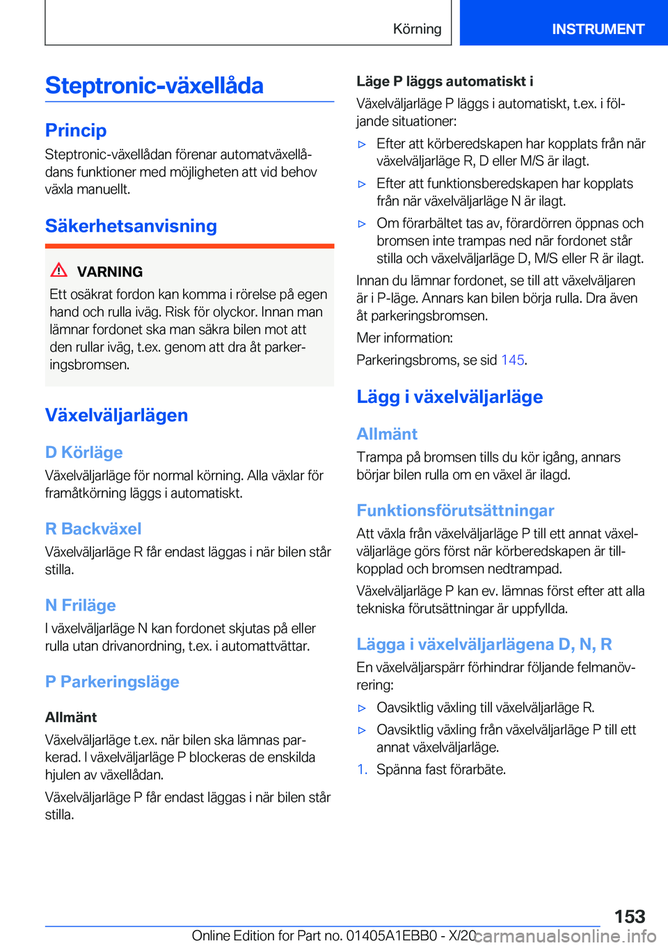 BMW 3 SERIES 2021  InstruktionsbÖcker (in Swedish) �S�t�e�p�t�r�o�n�i�c�-�v�ä�x�e�l�l�å�d�a
�P�r�i�n�c�i�p
�S�t�e�p�t�r�o�n�i�c�-�v�ä�x�e�l�l�å�d�a�n��f�