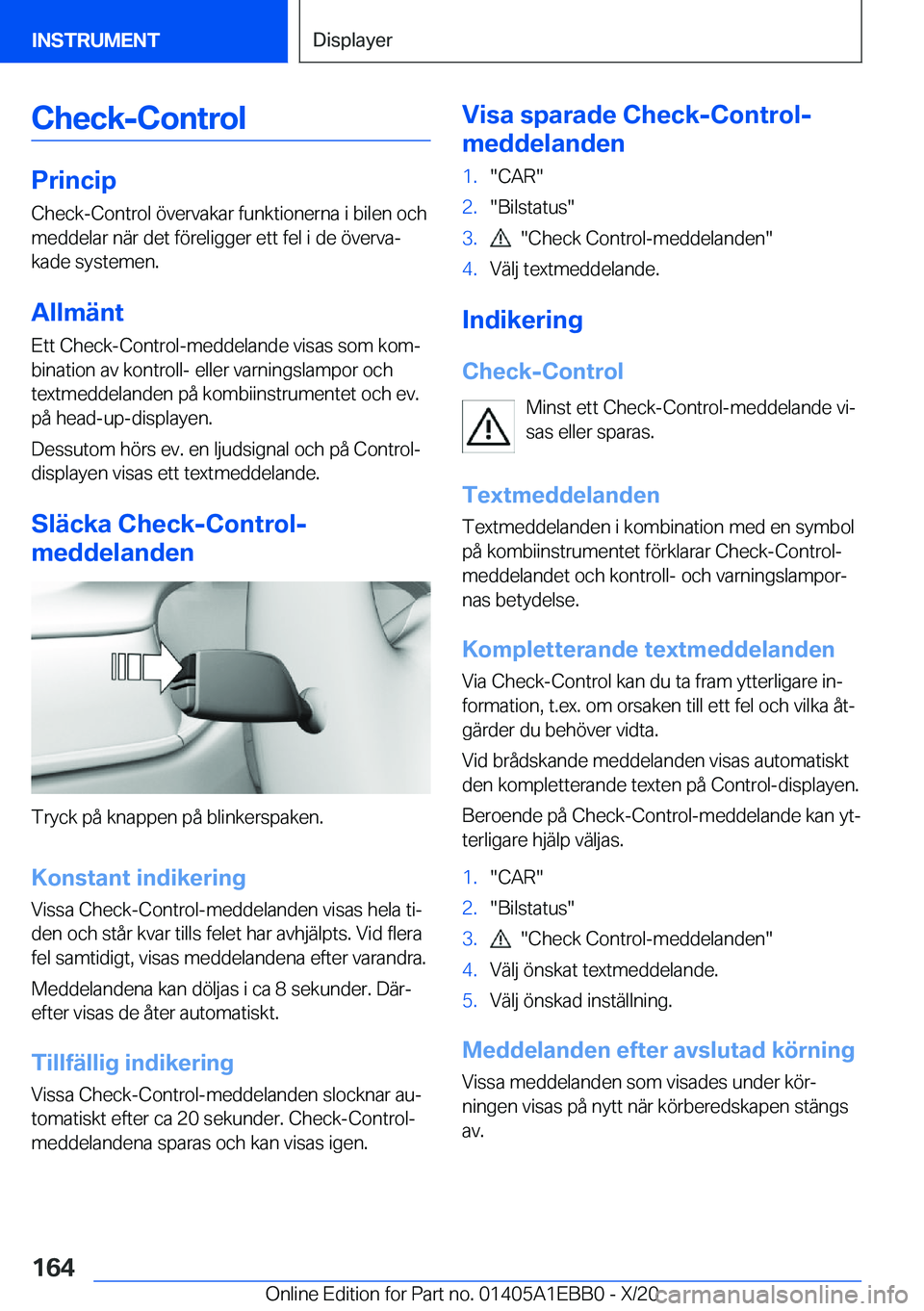 BMW 3 SERIES 2021  InstruktionsbÖcker (in Swedish) �C�h�e�c�k�-�C�o�n�t�r�o�l
�P�r�i�n�c�i�p�C�h�e�c�k�-�C�o�n�t�r�o�l��