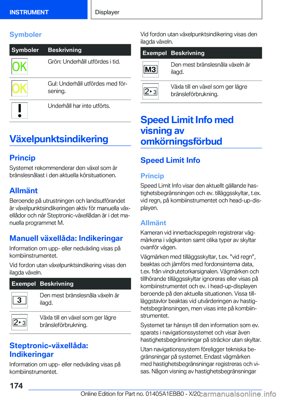 BMW 3 SERIES 2021  InstruktionsbÖcker (in Swedish) �S�y�m�b�o�l�e�r�S�y�m�b�o�l�e�r�B�e�s�k�r�i�v�n�i�n�g�G�r�