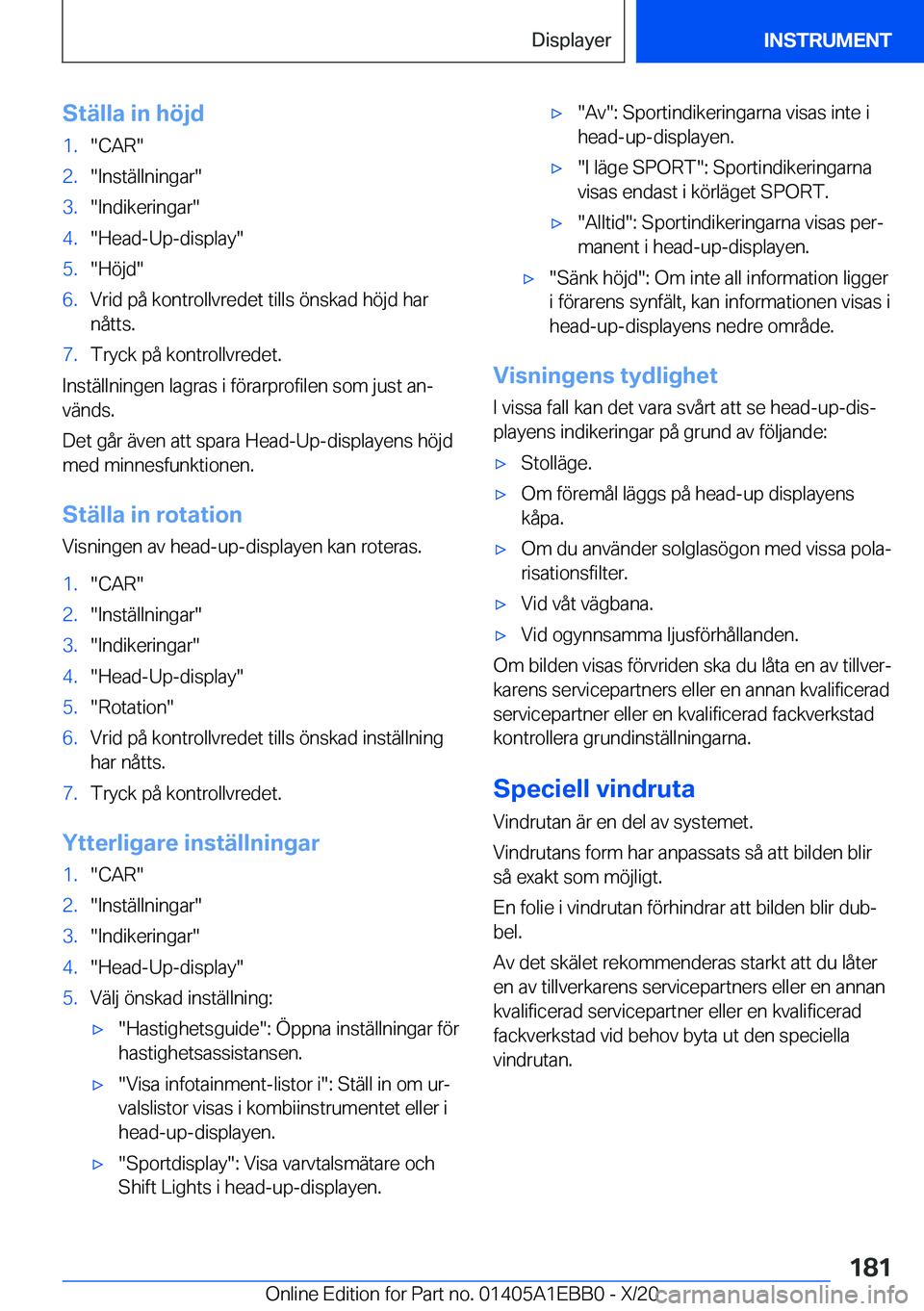 BMW 3 SERIES 2021  InstruktionsbÖcker (in Swedish) �S�t�ä�l�l�a��i�n��h�