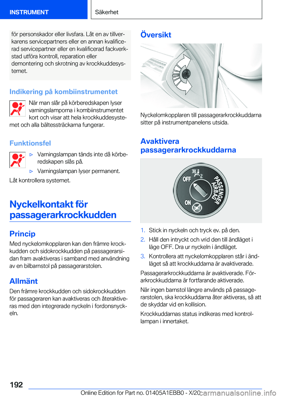 BMW 3 SERIES 2021  InstruktionsbÖcker (in Swedish) �f�