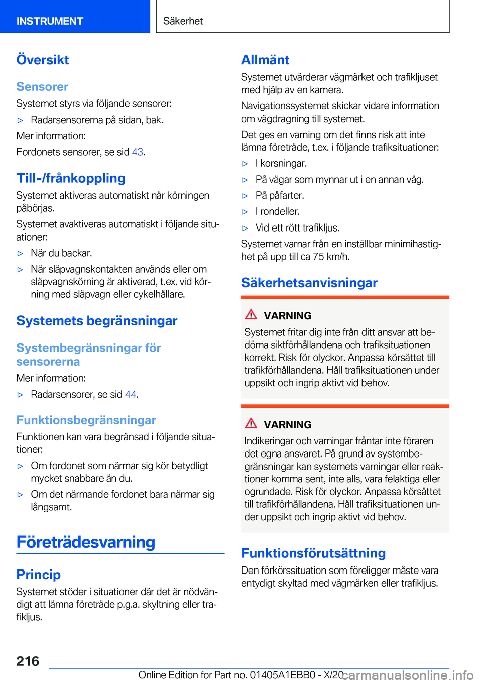 BMW 3 SERIES 2021  InstruktionsbÖcker (in Swedish) �
