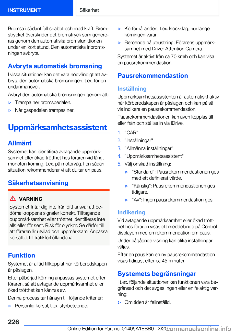 BMW 3 SERIES 2021  InstruktionsbÖcker (in Swedish) �B�r�o�m�s�a��i��s�å�d�a�n�t��f�a�l�l��s�n�a�b�b�t��o�c�h��m�e�d��k�r�a�f�t�.��B�r�o�mj
�s�t�r�y�c�k�e�t��