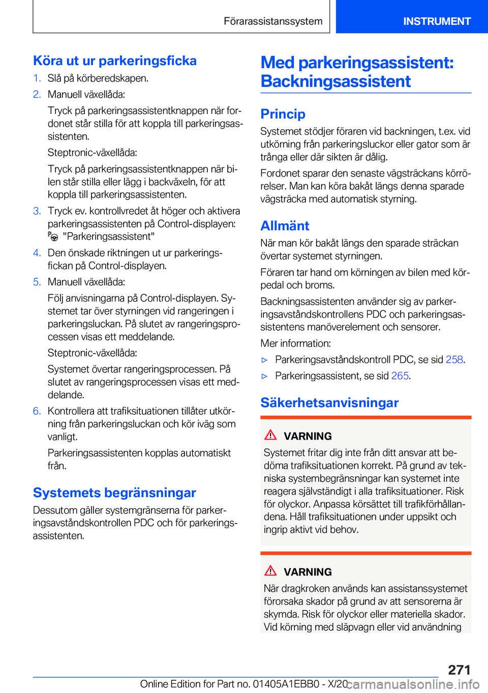 BMW 3 SERIES 2021  InstruktionsbÖcker (in Swedish) �K�