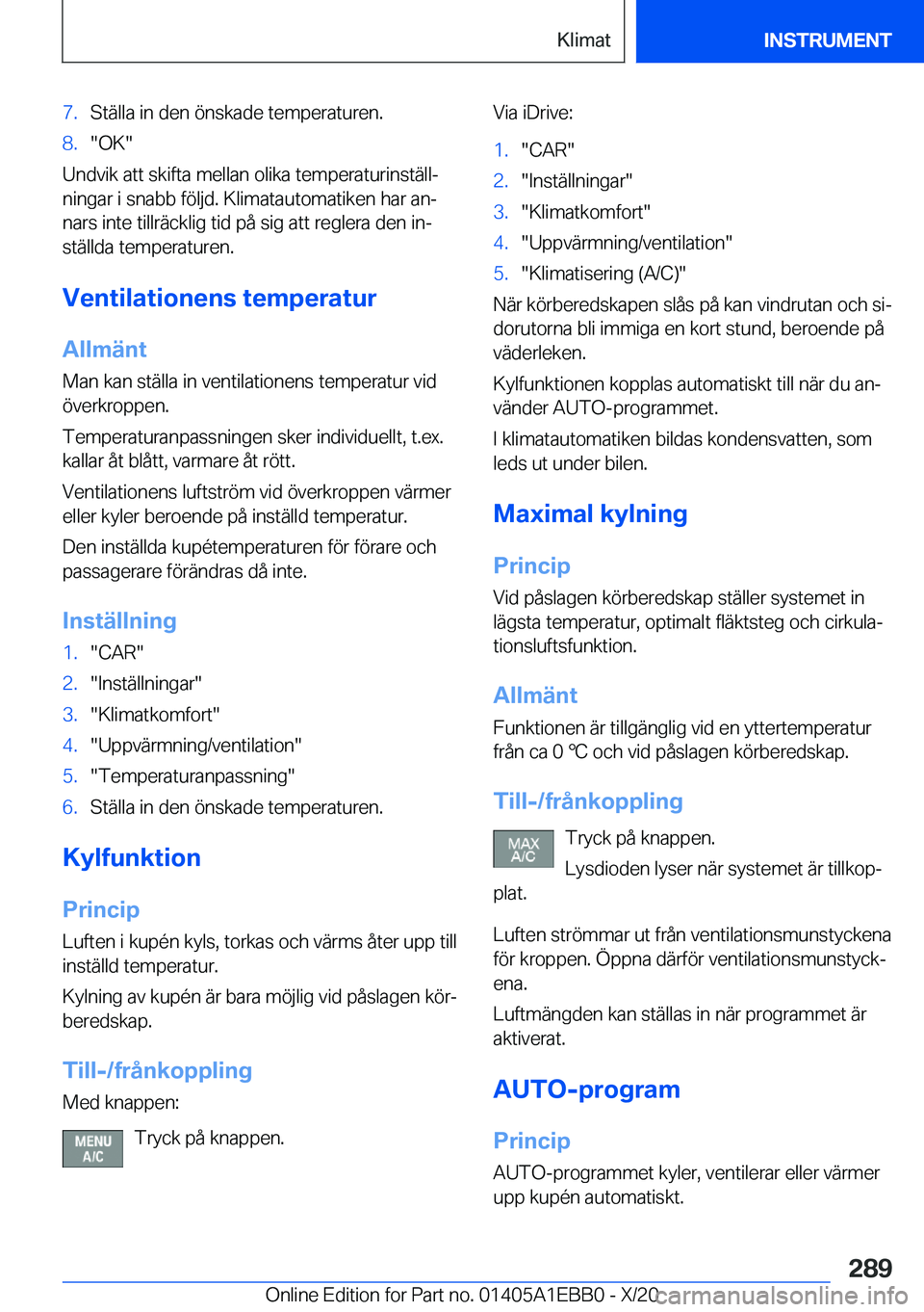 BMW 3 SERIES 2021  InstruktionsbÖcker (in Swedish) �7�.�S�t�ä�l�l�a��i�n��d�e�n��