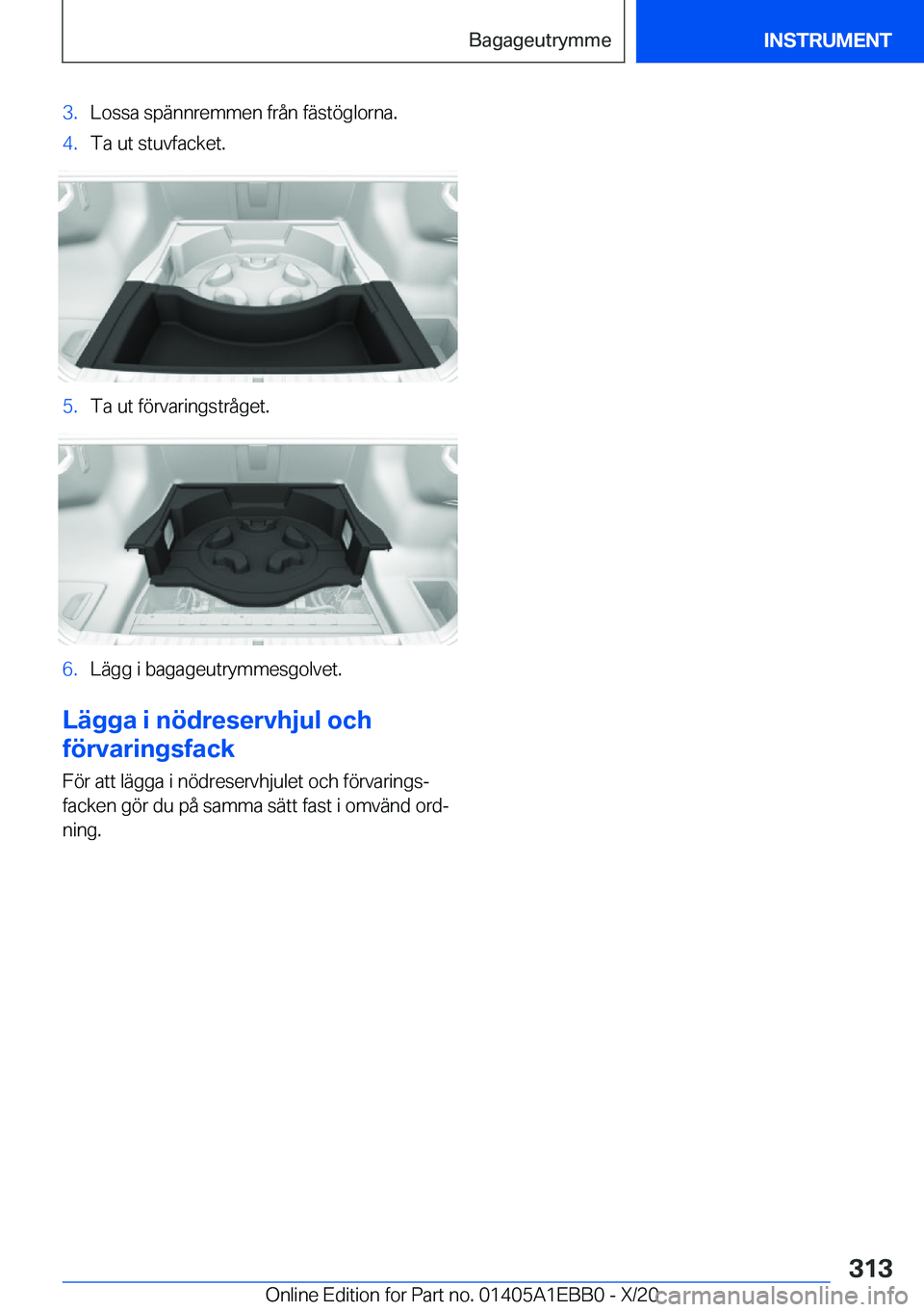 BMW 3 SERIES 2021  InstruktionsbÖcker (in Swedish) �3�.�L�o�s�s�a��s�p�ä�n�n�r�e�m�m�e�n��f�r�å�n��f�ä�s�t�