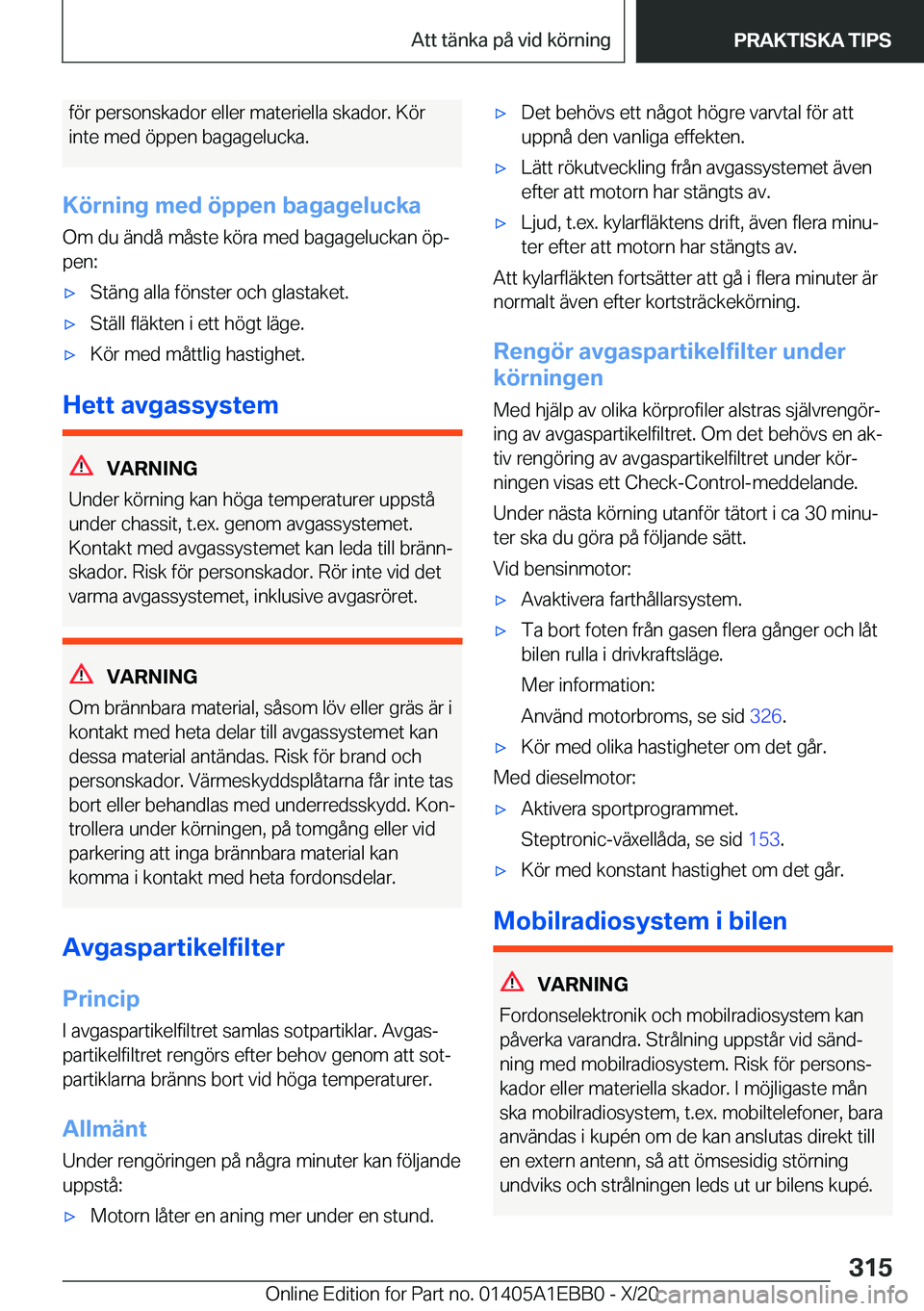 BMW 3 SERIES 2021  InstruktionsbÖcker (in Swedish) �f�