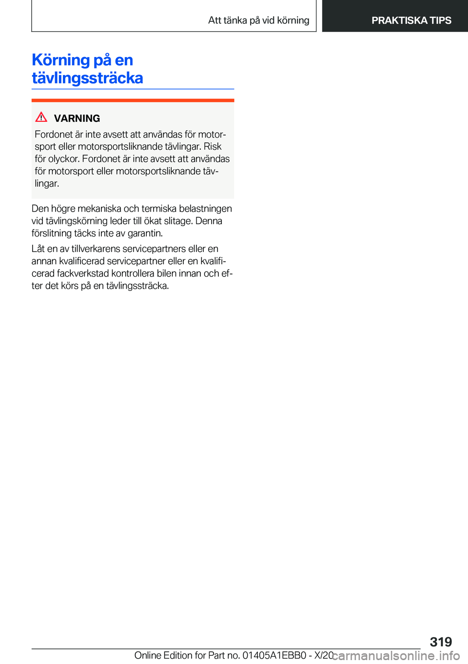 BMW 3 SERIES 2021  InstruktionsbÖcker (in Swedish) �K�
