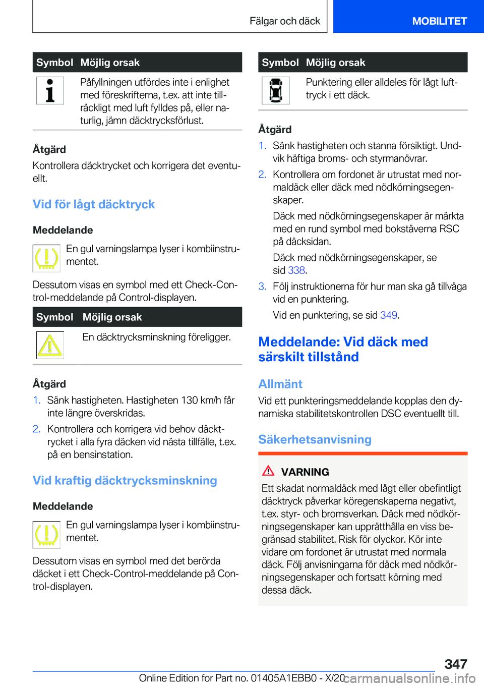BMW 3 SERIES 2021  InstruktionsbÖcker (in Swedish) �S�y�m�b�o�l�M�