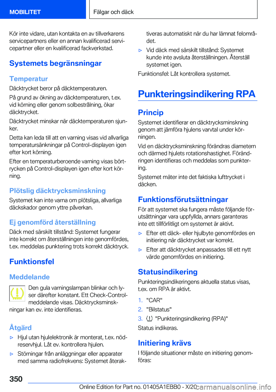 BMW 3 SERIES 2021  InstruktionsbÖcker (in Swedish) �K�