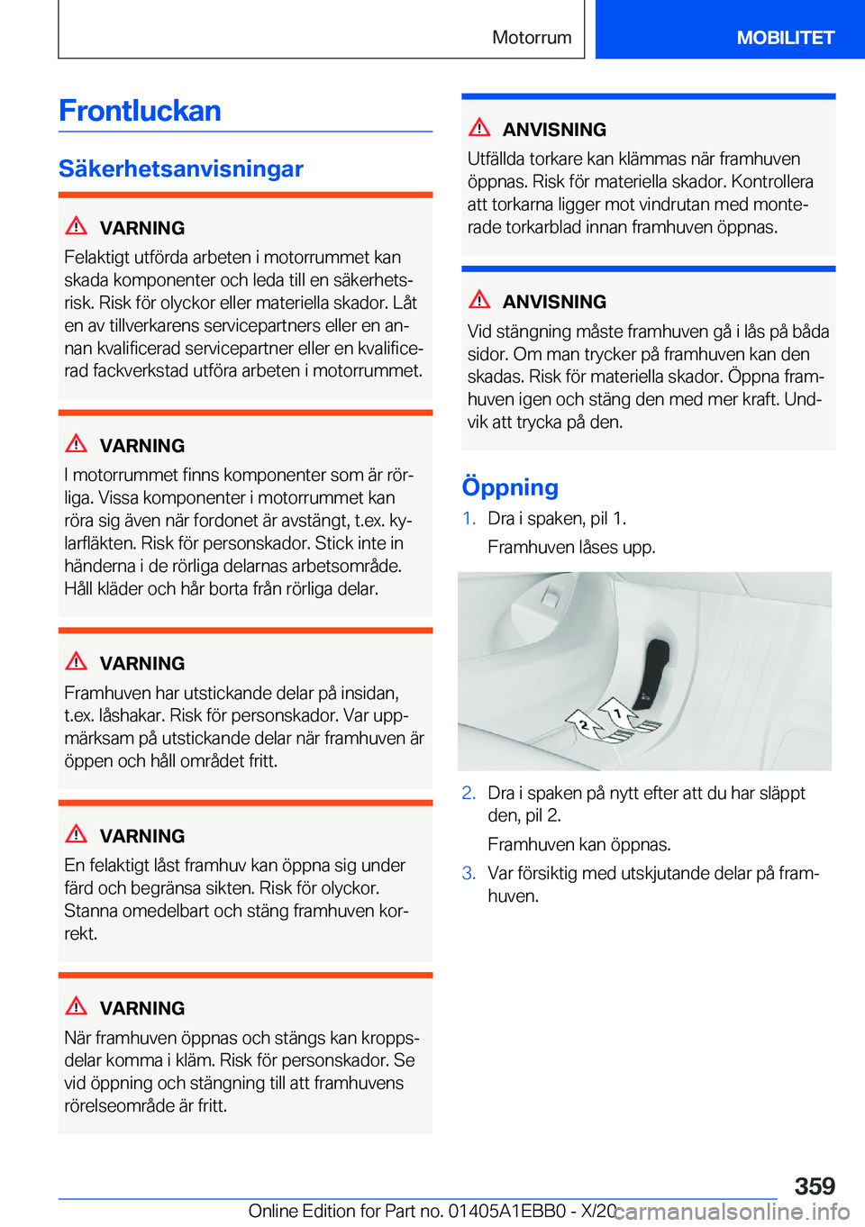 BMW 3 SERIES 2021  InstruktionsbÖcker (in Swedish) �F�r�o�n�t�l�u�c�k�a�n
�S�ä�k�e�r�h�e�t�s�a�n�v�i�s�n�i�n�g�a�r
�V�A�R�N�I�N�G
�F�e�l�a�k�t�i�g�t��u�t�f�