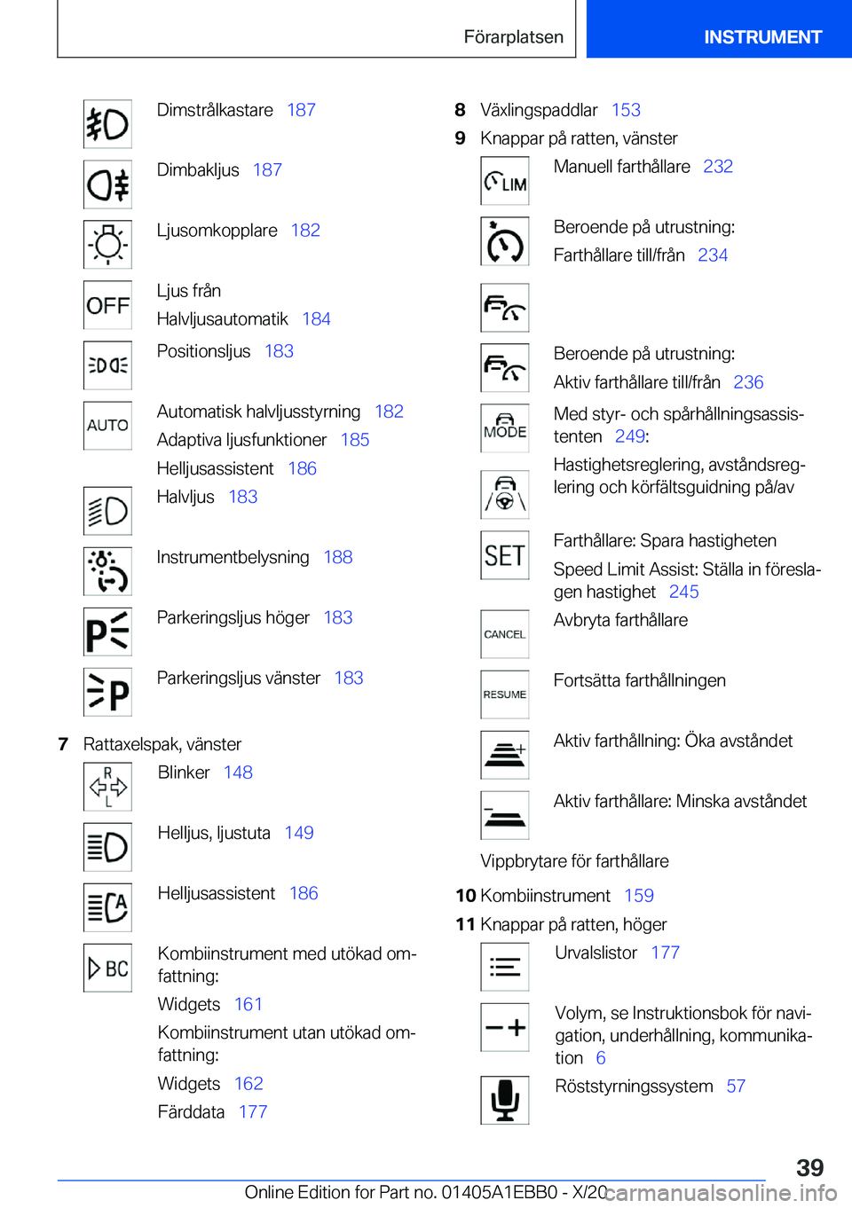 BMW 3 SERIES 2021  InstruktionsbÖcker (in Swedish) �D�i�m�s�t�r�å�l�k�a�s�t�a�r�e\_�1�8�7�D�i�m�b�a�k�l�j�u�s\_�1�8�7�L�j�u�s�o�m�k�o�p�p�l�a�r�e\_ �1�8�2�L�j�u�s��f�r�å�n
�H�a�l�v�l�j�u�s�a�u�t�o�m�a�t�i�k\_ �1�8�4�P�o�s�i�t�i�o�n�s�l�j�u�