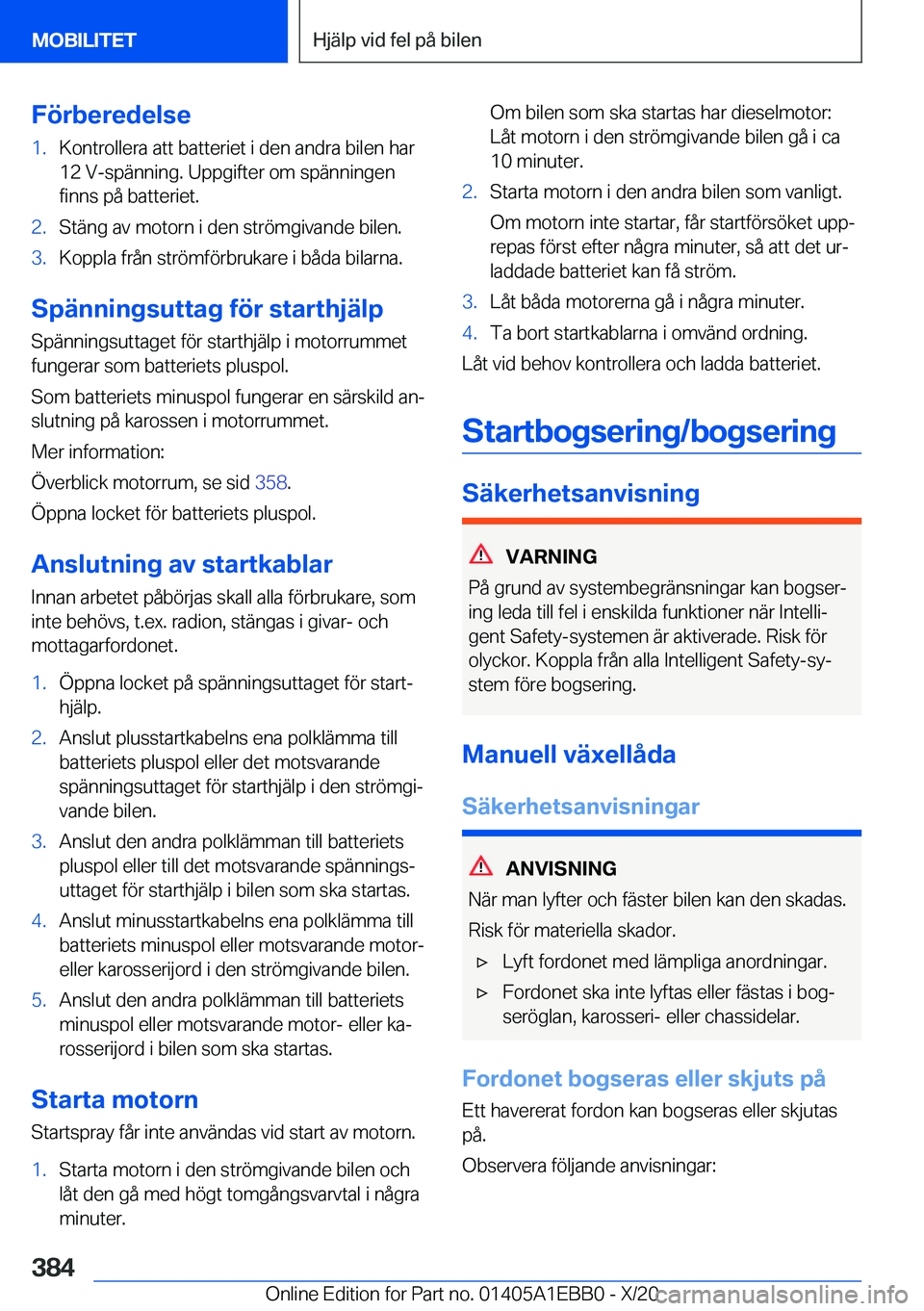 BMW 3 SERIES 2021  InstruktionsbÖcker (in Swedish) �F�