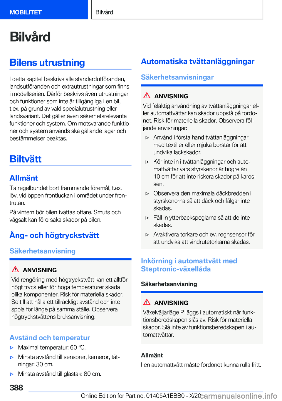 BMW 3 SERIES 2021  InstruktionsbÖcker (in Swedish) �B�i�l�v�å�r�d�B�i�l�e�n�s��u�t�r�u�s�t�n�i�n�g
�I��d�e�t�t�a��k�a�p�i�t�e�l��b�e�s�k�r�i�v�s��a�l�l�a��s�t�a�n�d�a�r�d�u�t�f�