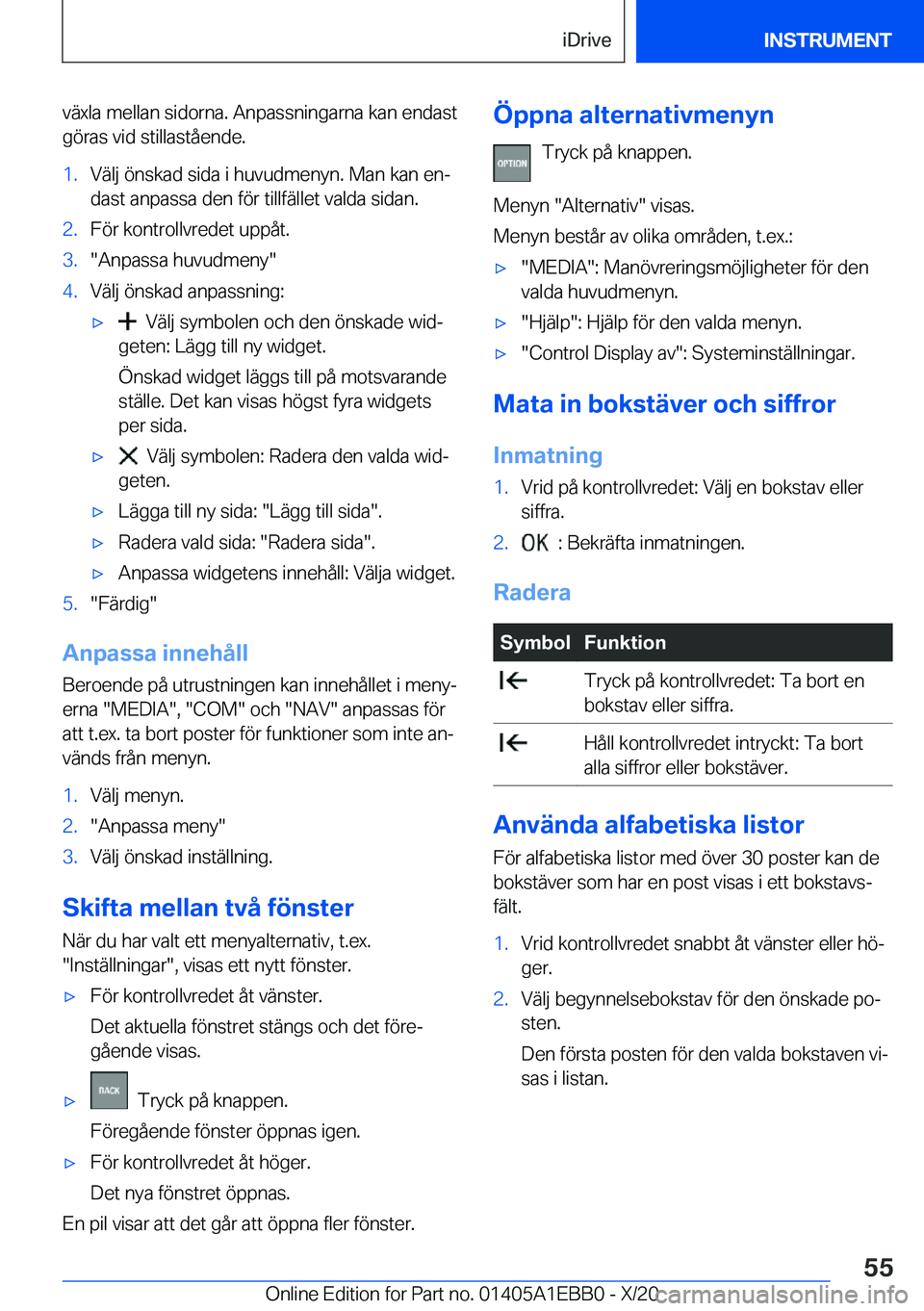 BMW 3 SERIES 2021  InstruktionsbÖcker (in Swedish) �v�ä�x�l�a��m�e�l�l�a�n��s�i�d�o�r�n�a�.��A�n�p�a�s�s�n�i�n�g�a�r�n�a��k�a�n��e�n�d�a�s�t
�g�