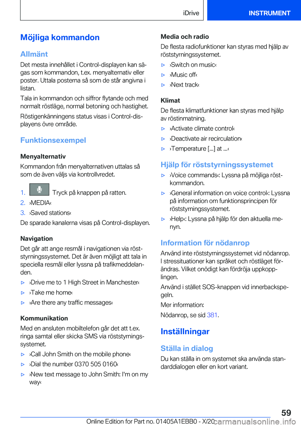 BMW 3 SERIES 2021  InstruktionsbÖcker (in Swedish) �M�