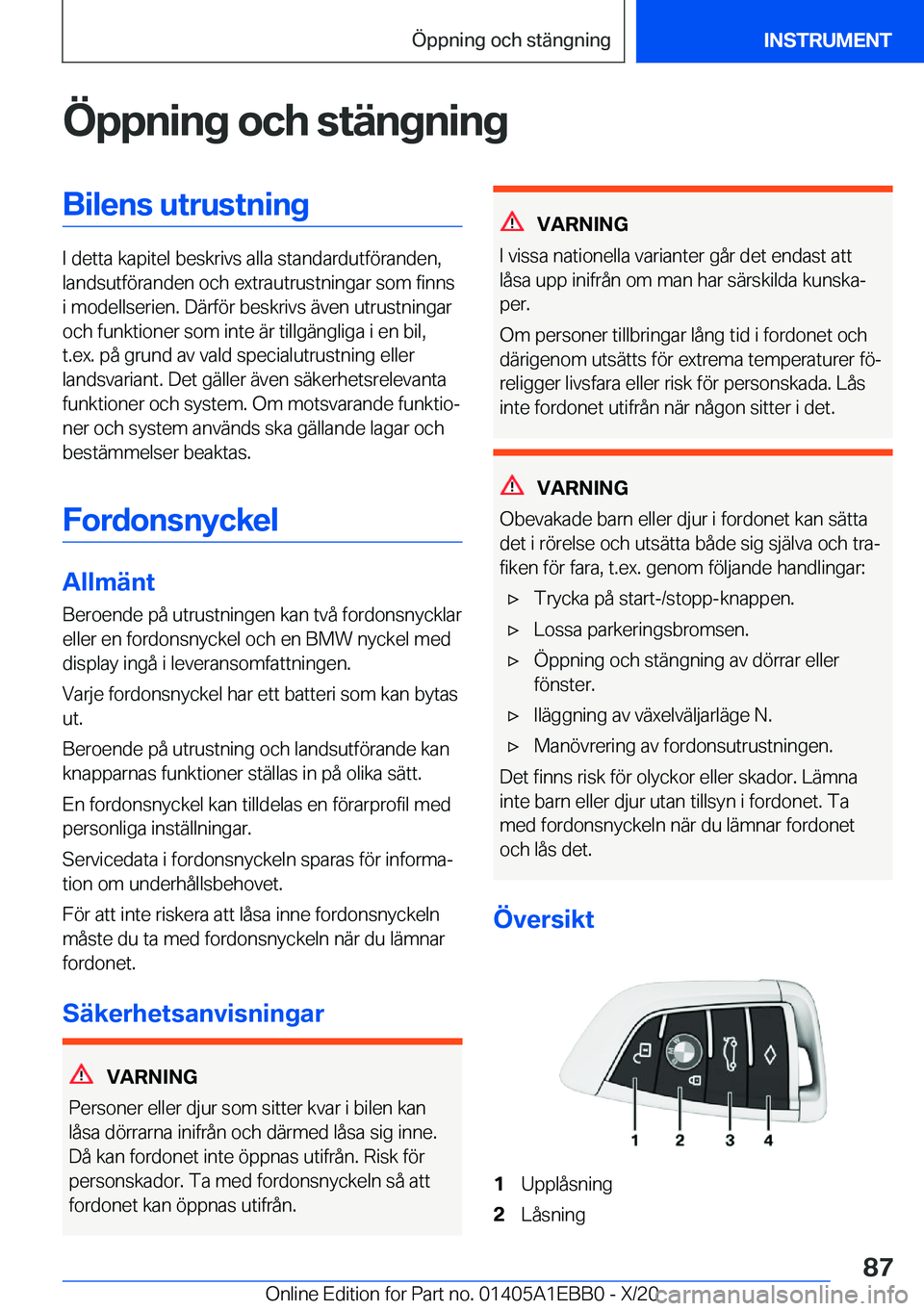 BMW 3 SERIES 2021  InstruktionsbÖcker (in Swedish) �