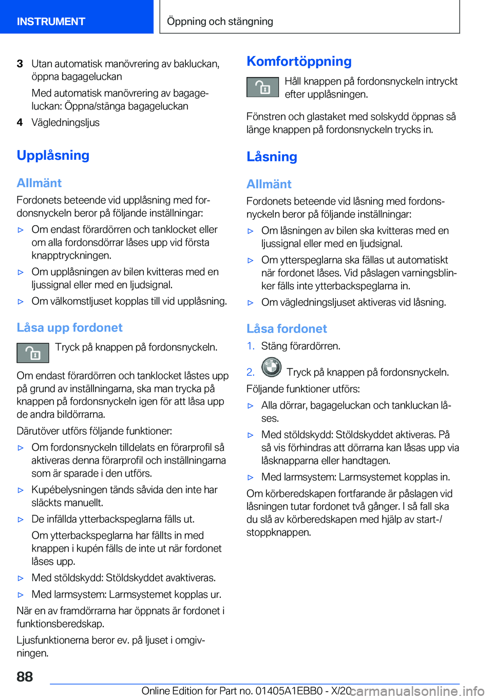 BMW 3 SERIES 2021  InstruktionsbÖcker (in Swedish) �3�U�t�a�n��a�u�t�o�m�a�t�i�s�k��m�a�n�
