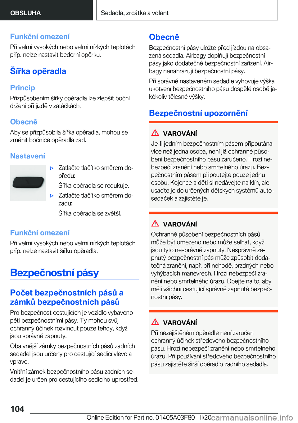 BMW 3 SERIES 2020  Návod na použití (in Czech) �F�u�n�k�č�n�