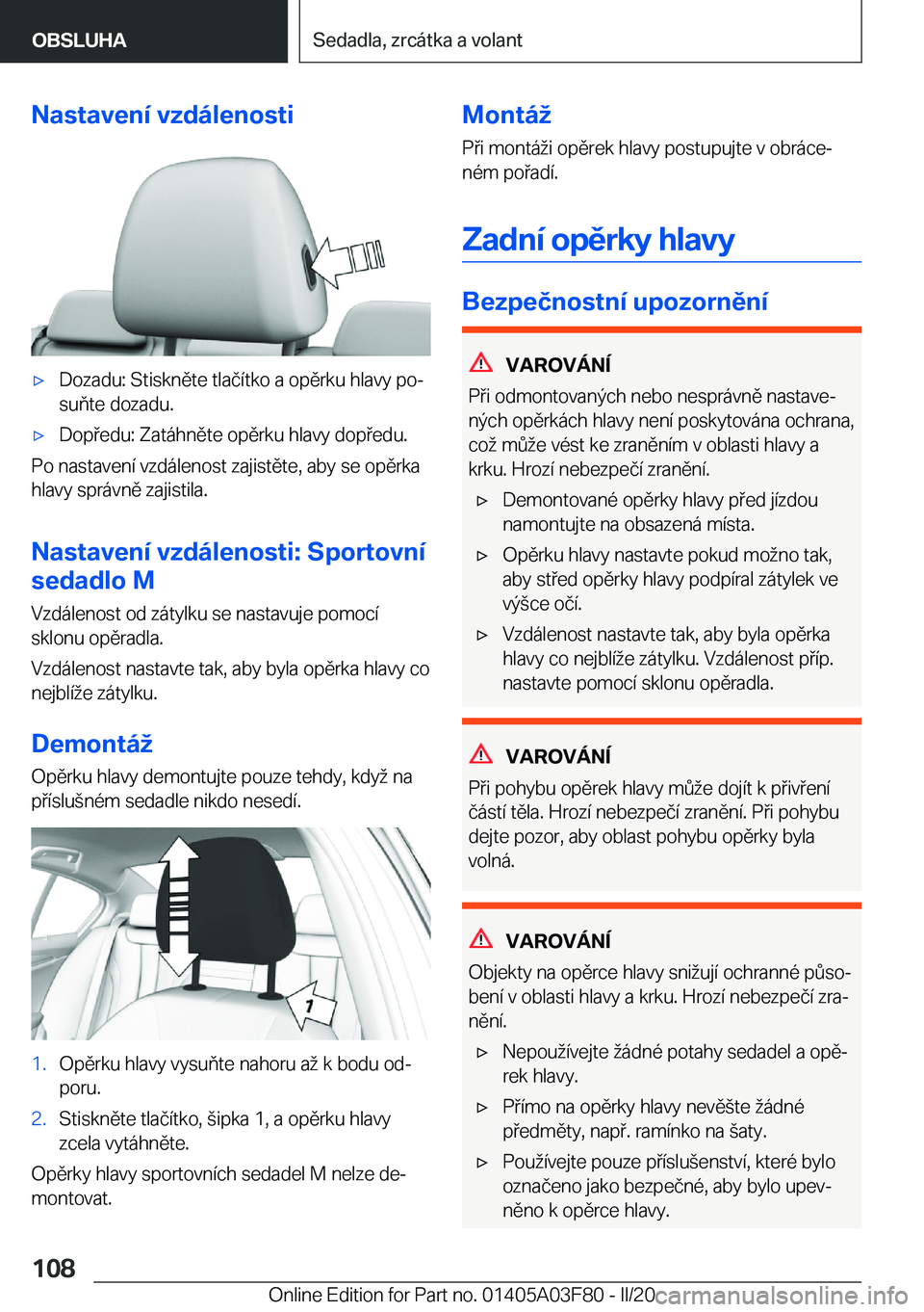 BMW 3 SERIES 2020  Návod na použití (in Czech) �N�a�s�t�a�v�e�n�