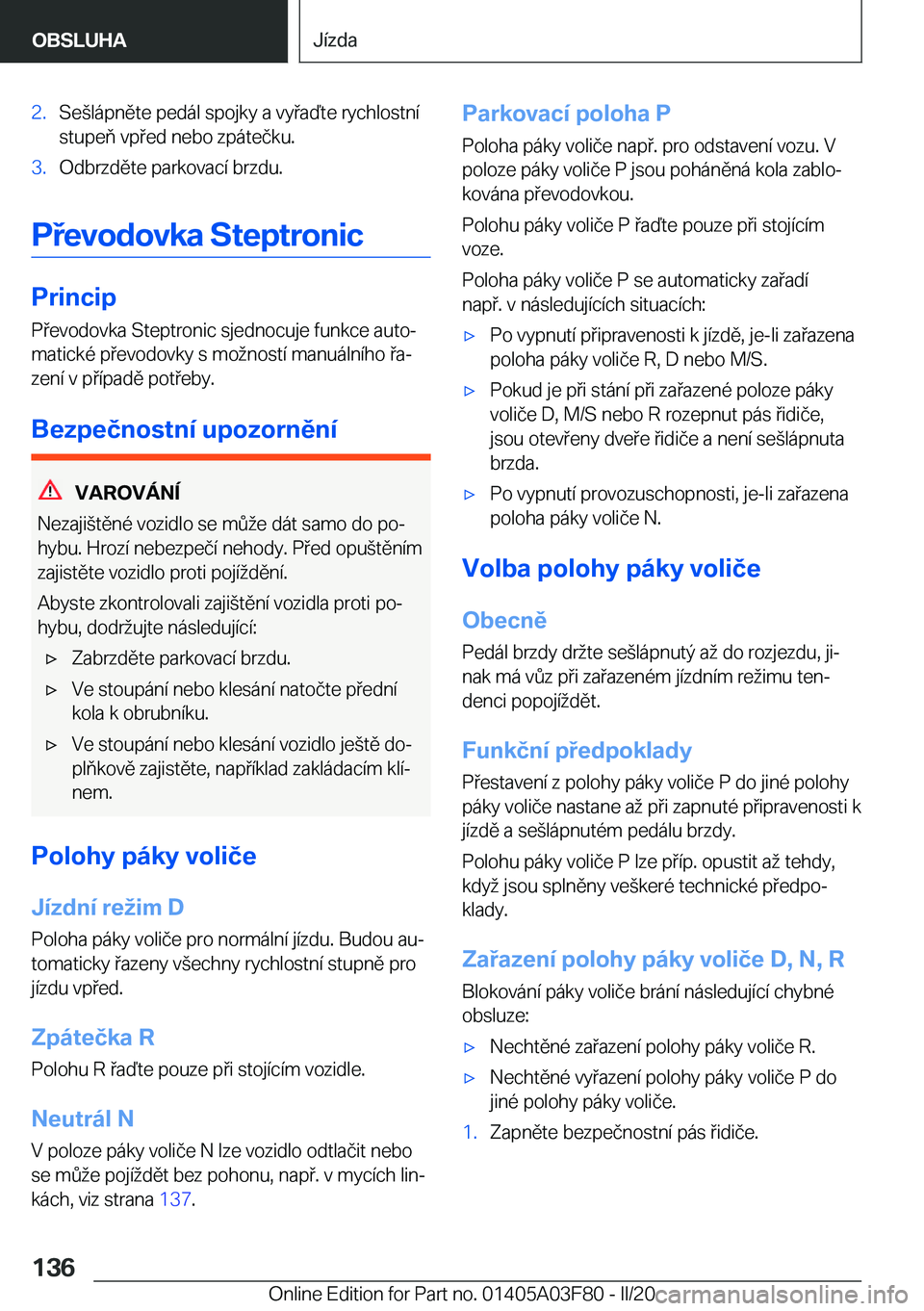BMW 3 SERIES 2020  Návod na použití (in Czech) �2�.�S�e(�l�